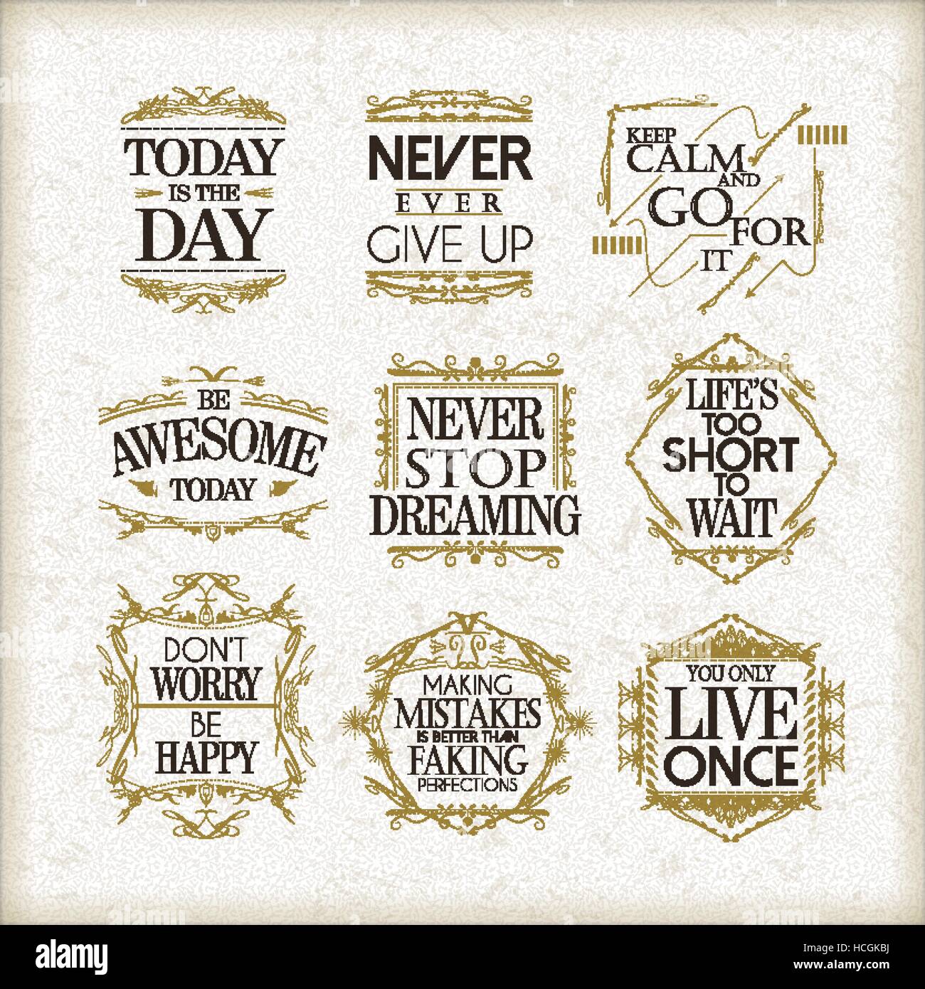 positive quotes set isolated on beige background Stock Vector Image ...