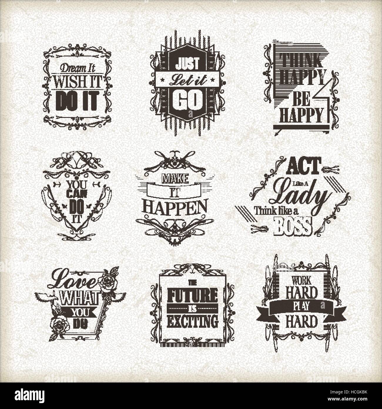 positive quotes set isolated on beige background Stock Vector Image ...