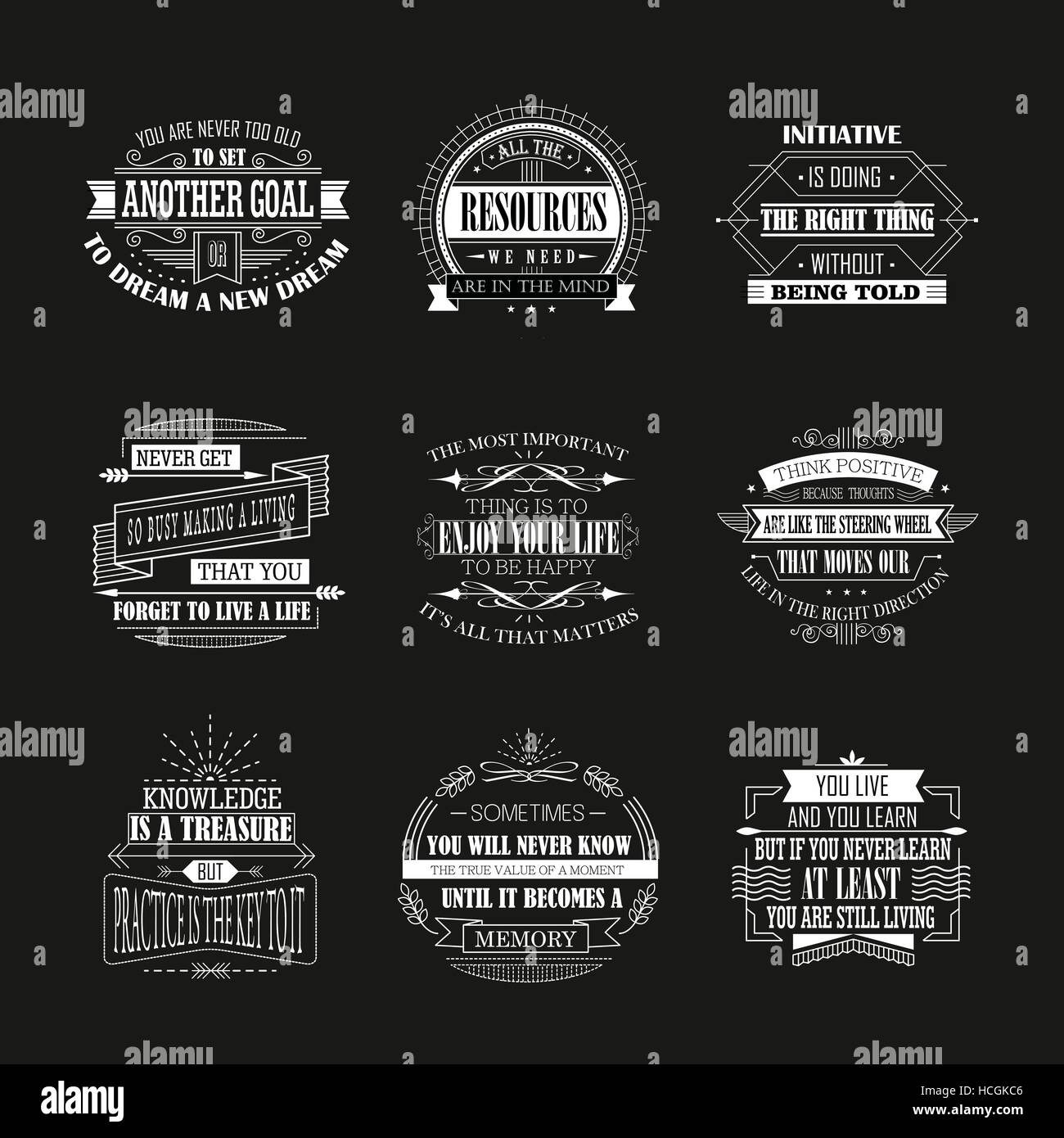 life quotes set isolated on black background Stock Vector Image & Art -  Alamy