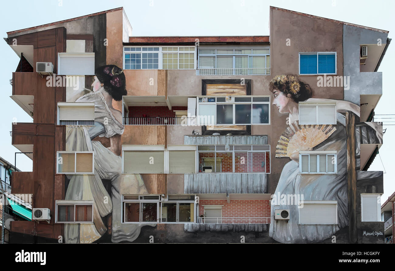 TORREJON DE ARDOZ, MADRID, SPAIN - JULY 15: picture named 'mujeres asomadas a la ventana' of the famous spanish painter Jose Villegas. replica made by Stock Photo