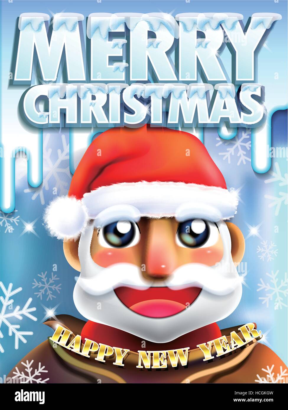 Santa Claus jumping out of the bag Merry Christmas concept illustration ...