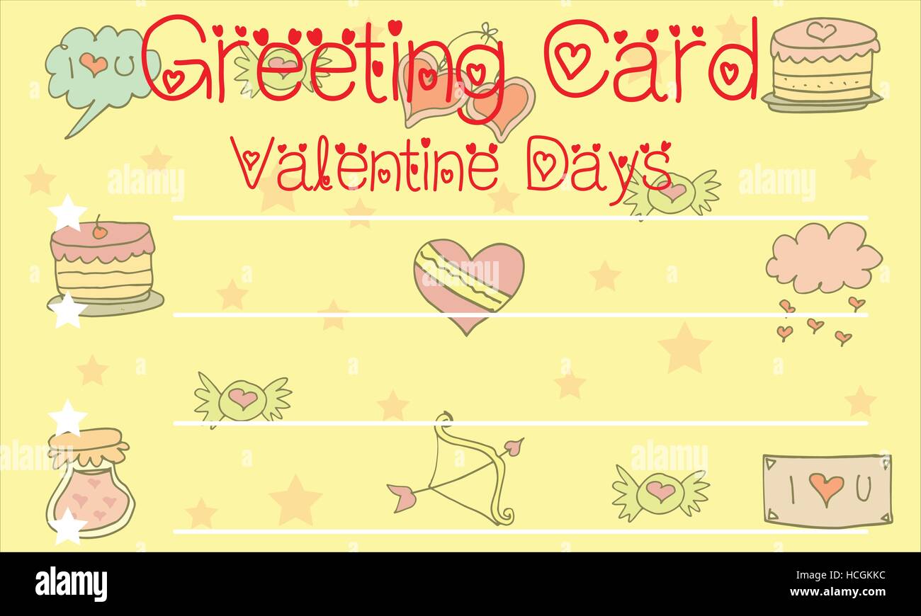 Greeting card valentine on yellow backgrounds vector art Stock Vector ...