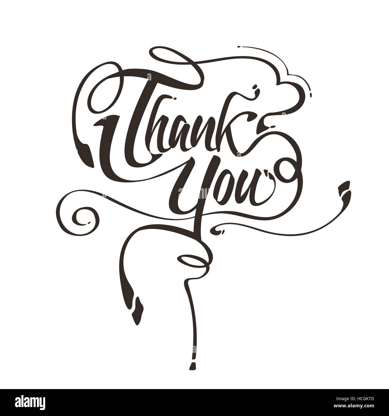 simplicity thank you calligraphy design over white background Stock ...