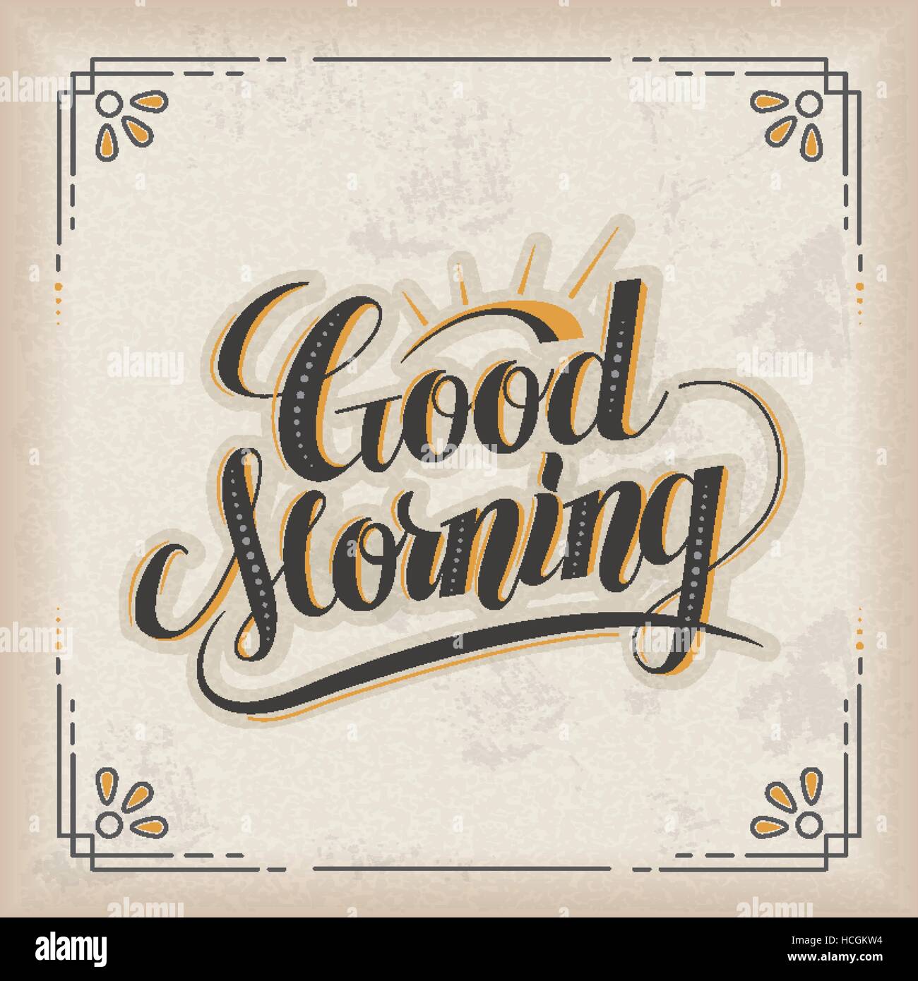 retro Good morning calligraphy design over beige background Stock