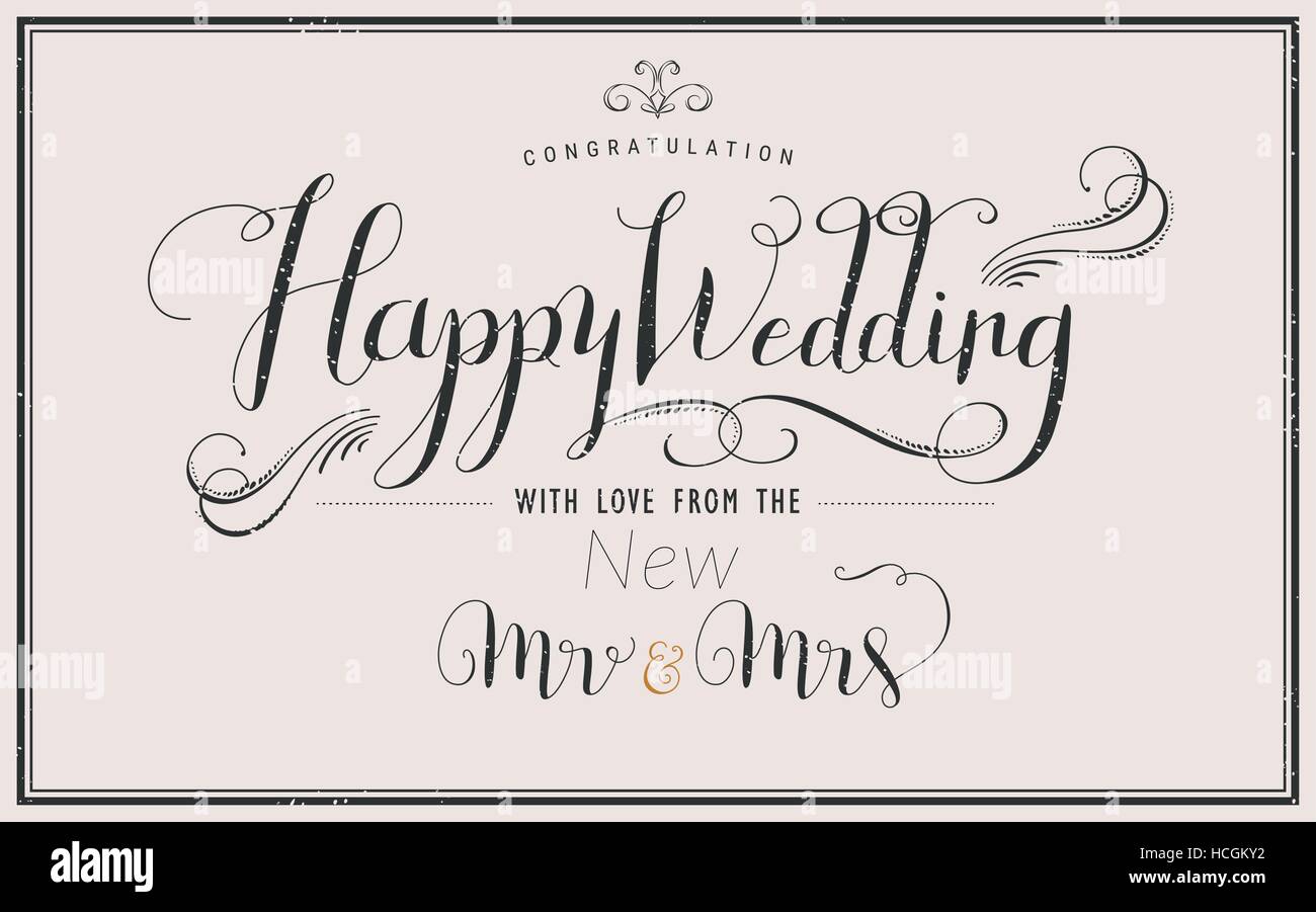 elegant Happy Wedding calligraphy design invitation and poster ...