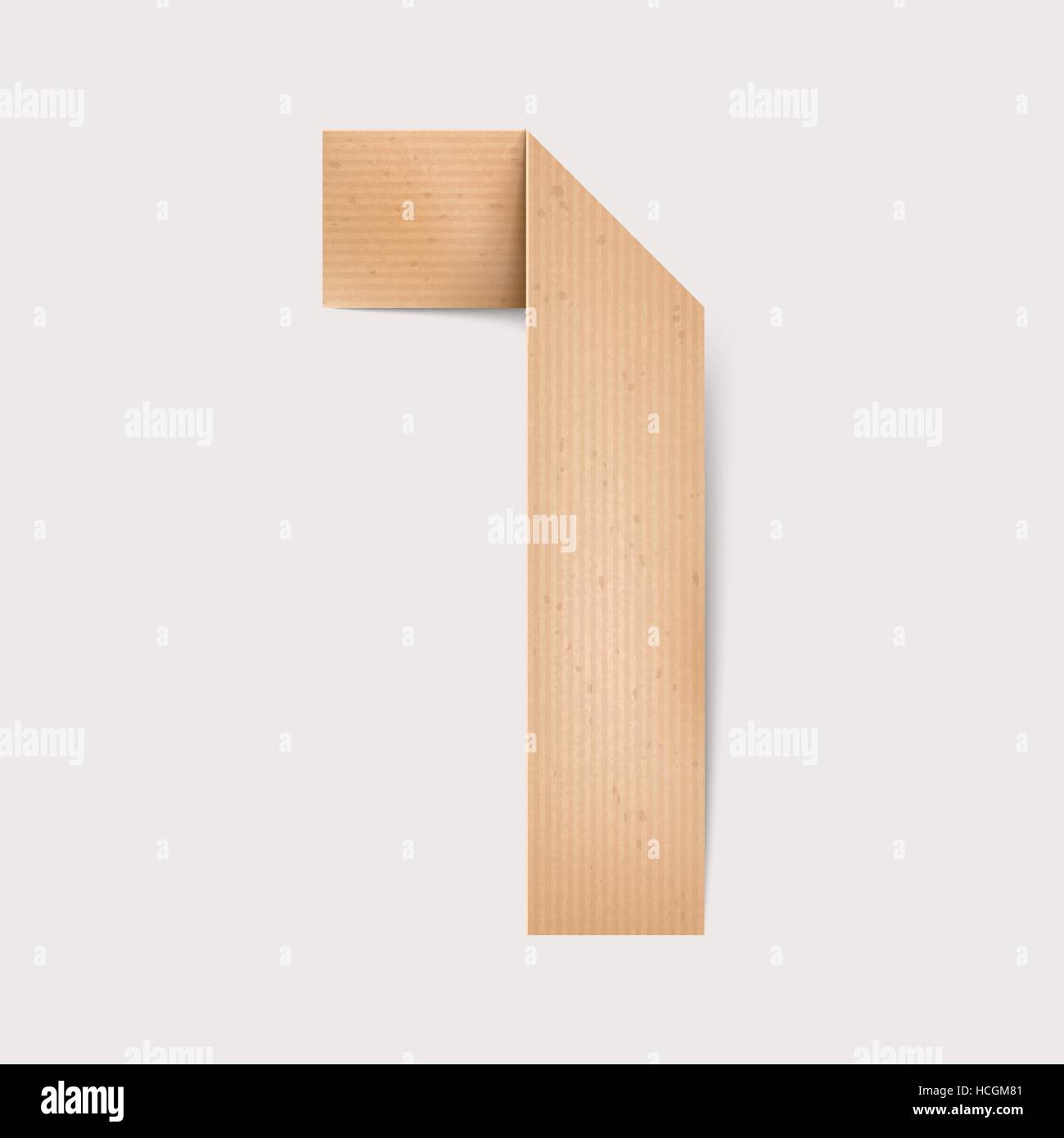 3d elegant folded paper number 1 isolated on beige background Stock ...