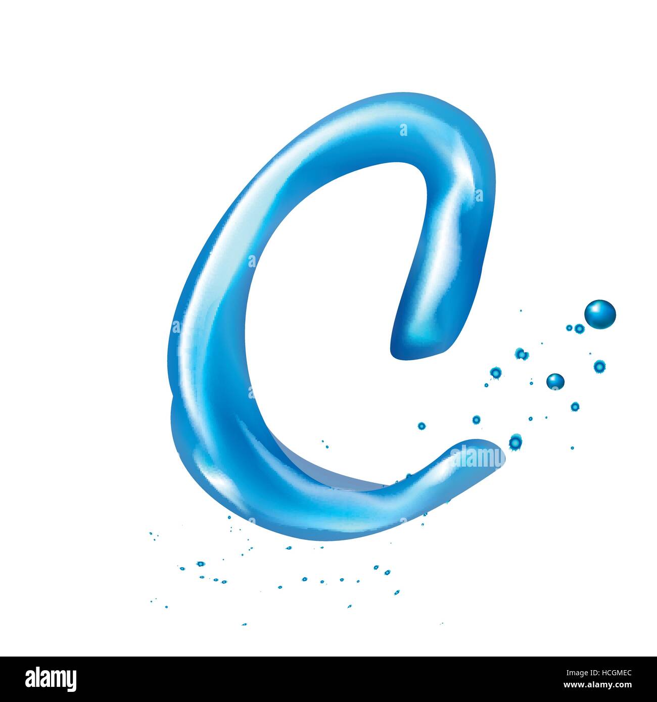 3d water letter C isolated on white background Stock Vector