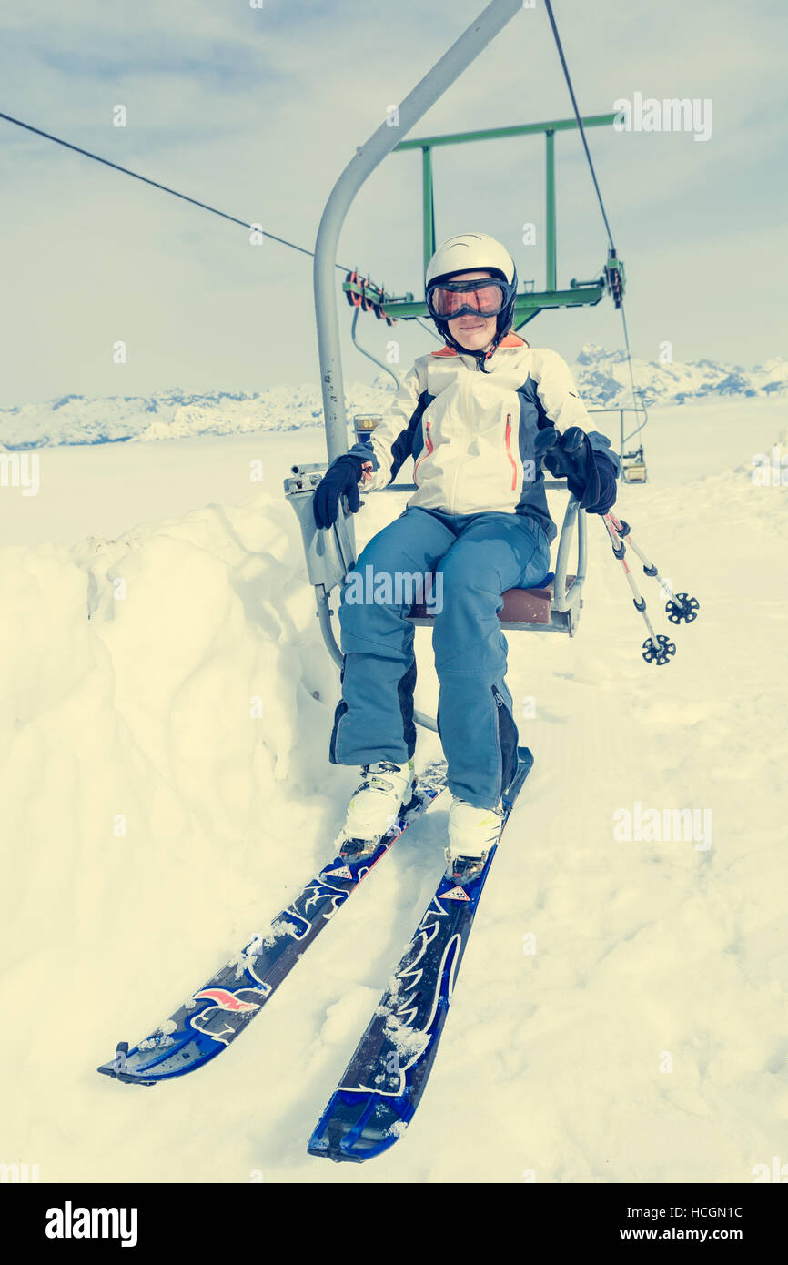 Old woman chair lift hi-res stock photography and images - Alamy
