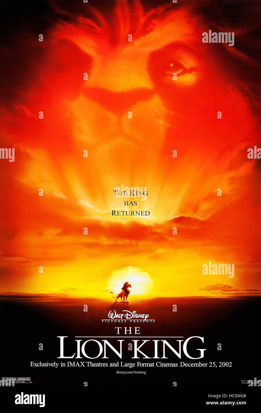 THE LION KING, Simba on 2002 IMAX re-release poster art, 1994, ©Walt Disney Pictures/courtesy Everett Collection Stock Photo