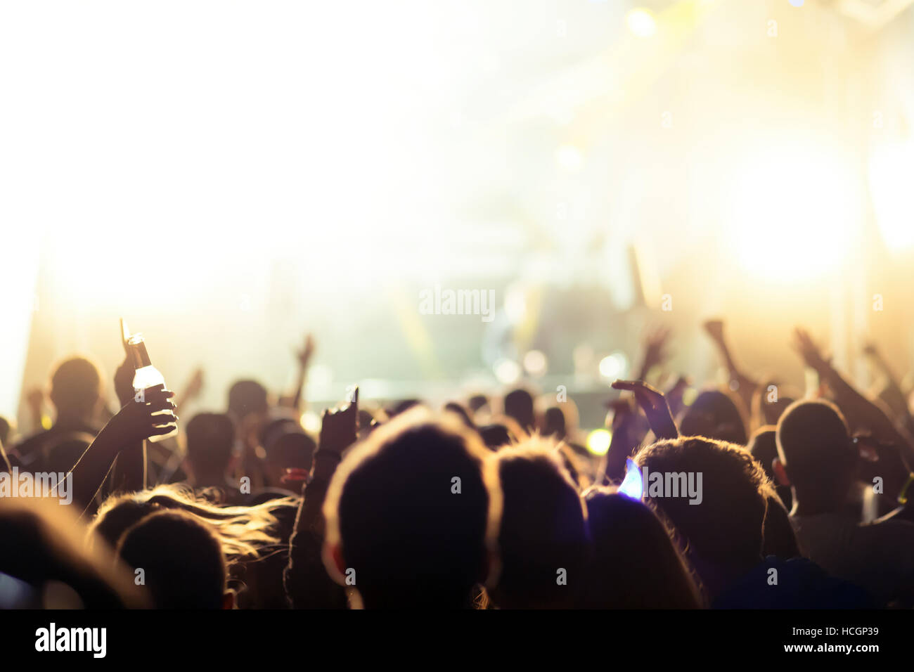 People dancing at concert and partying at festival Stock Photo