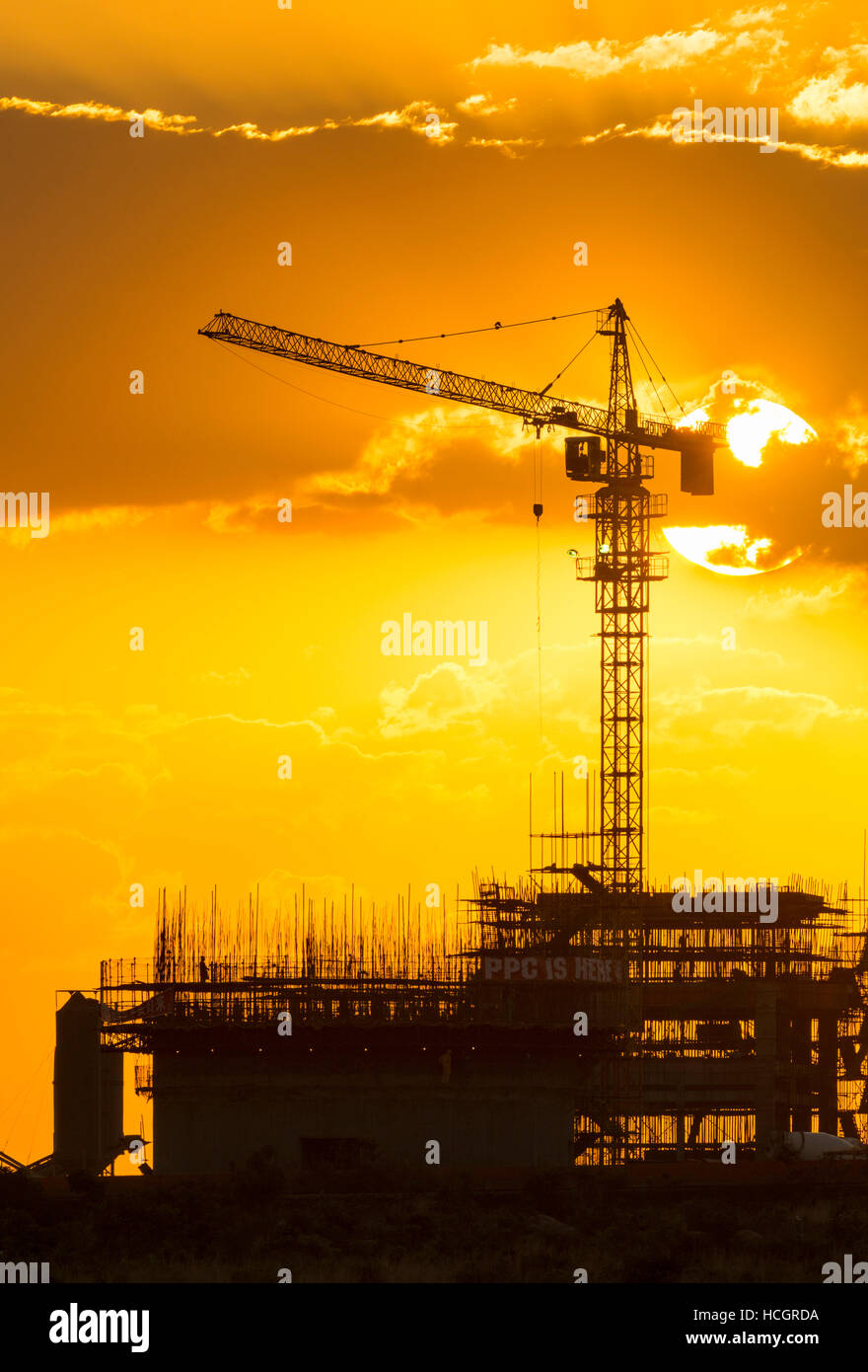 construction Zimbabwe Africa crane sunset develop Stock Photo Alamy