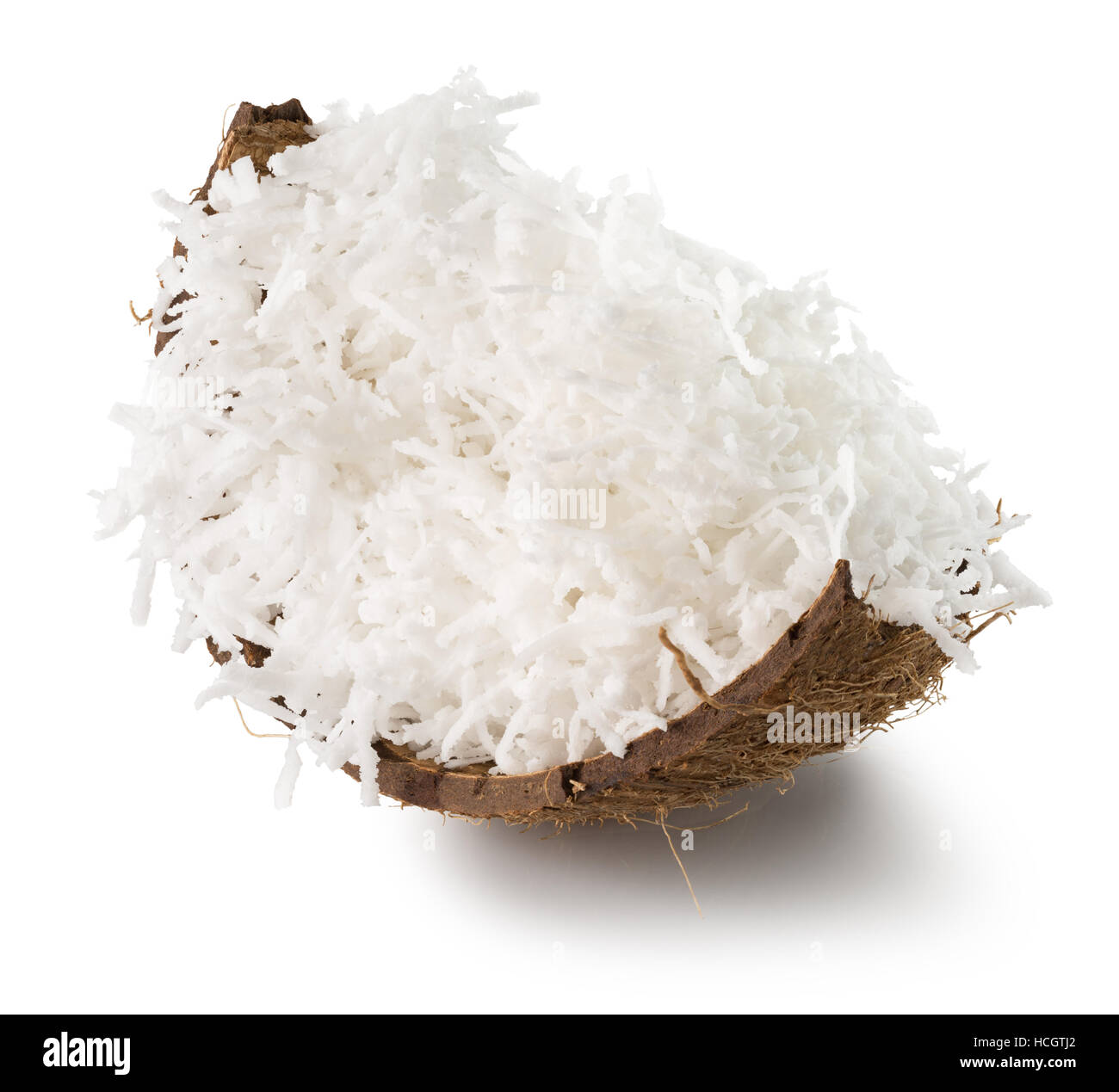 coconut with coconut flakes isolated on the white background Stock