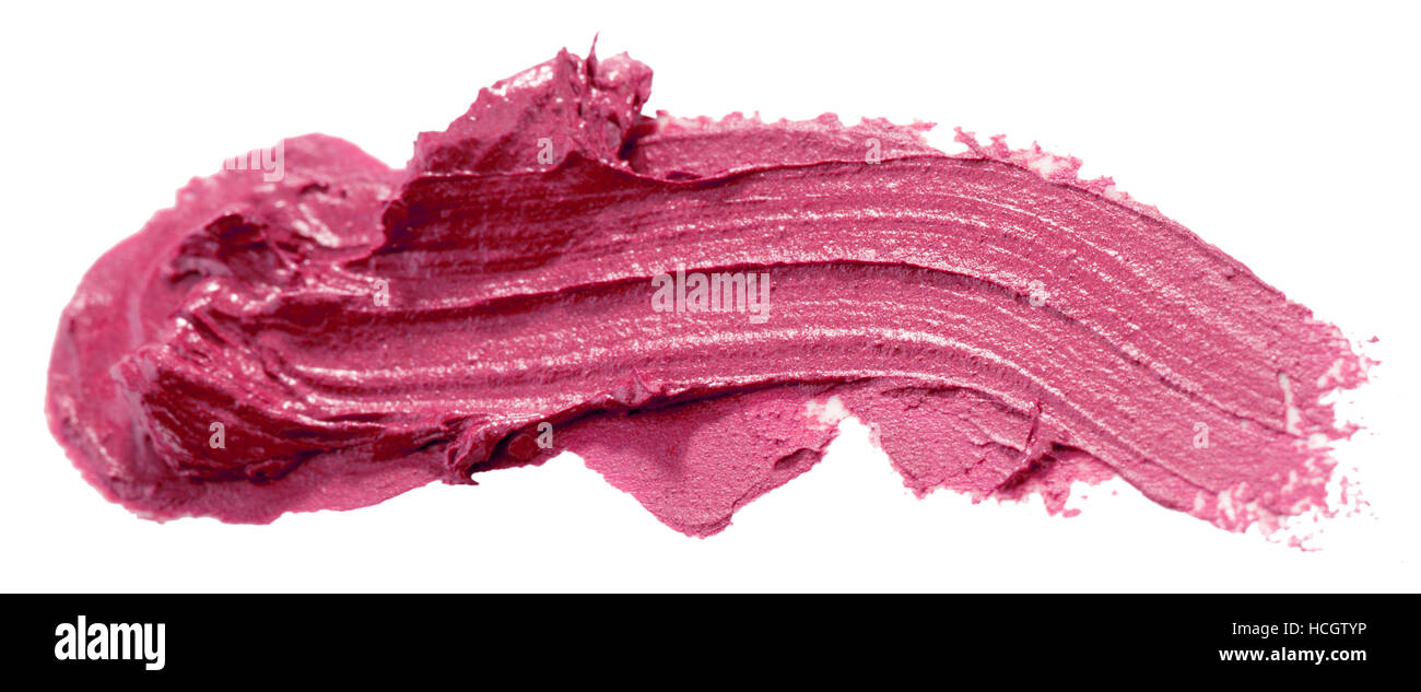 dark pink lipstick stroke isolated on the white background. Stock Photo