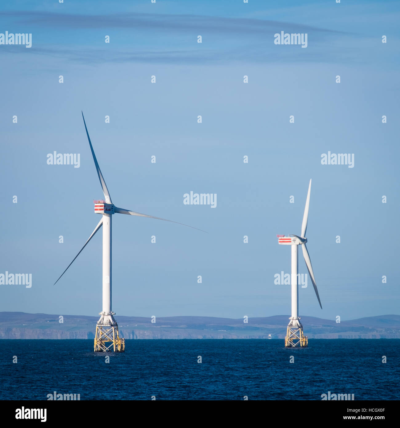 Wind Turbine Generators of the Beatrice Demonstration Project in the Moray Firth, Scotland Stock Photo