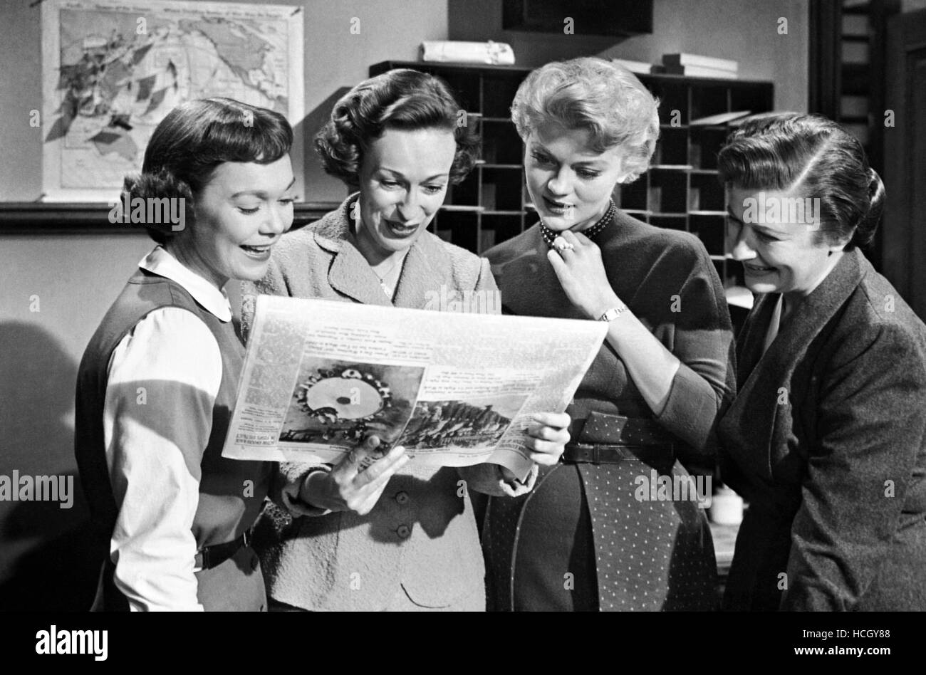 MIRACLE IN THE RAIN, first three from left: Jane Wyman, Eileen Heckart ...