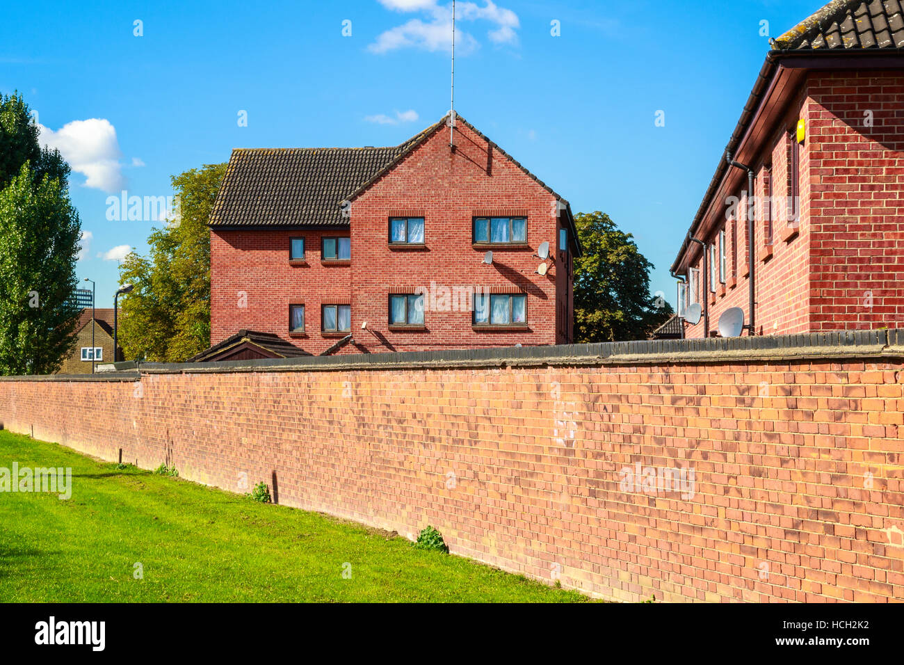 English red brick block of flats Stock Photo Alamy