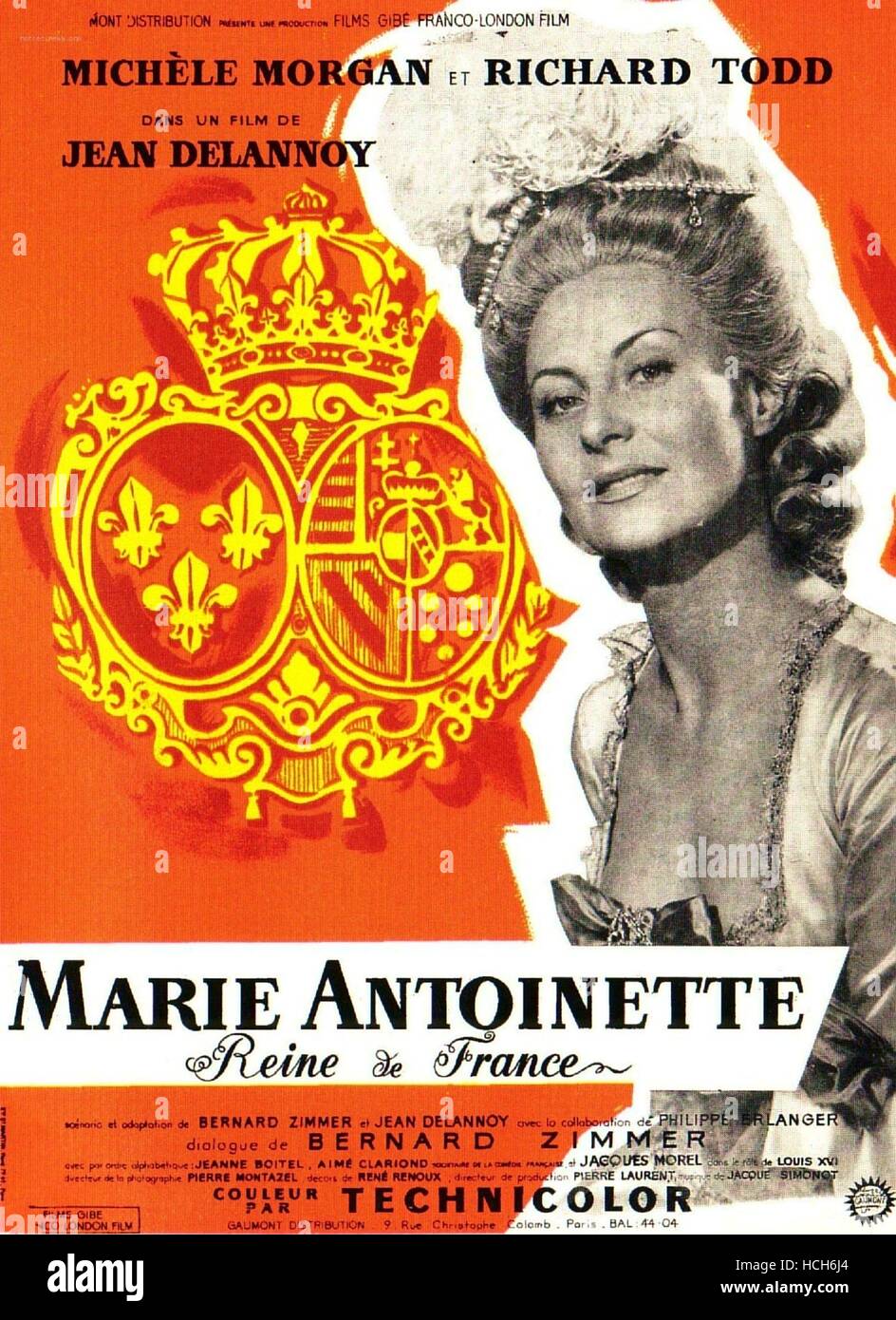 MARIE-ANTOINETTE REINE DE FRANCE, (aka SHADOW OF THE GUILLOTINE), French poster art, Michelle Morgan, 1956. Stock Photo