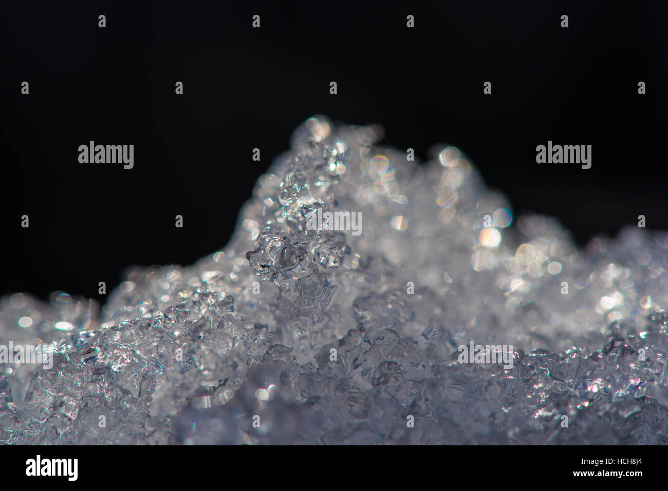 Ice crystals melting macro close up Stock Photo