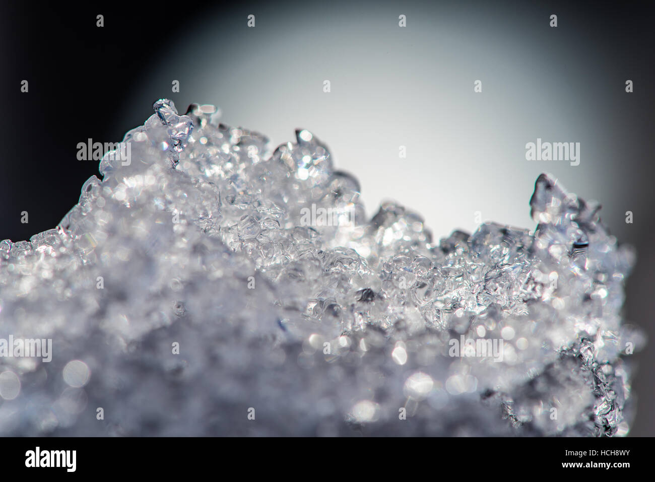 Ice crystals melting macro close up Stock Photo