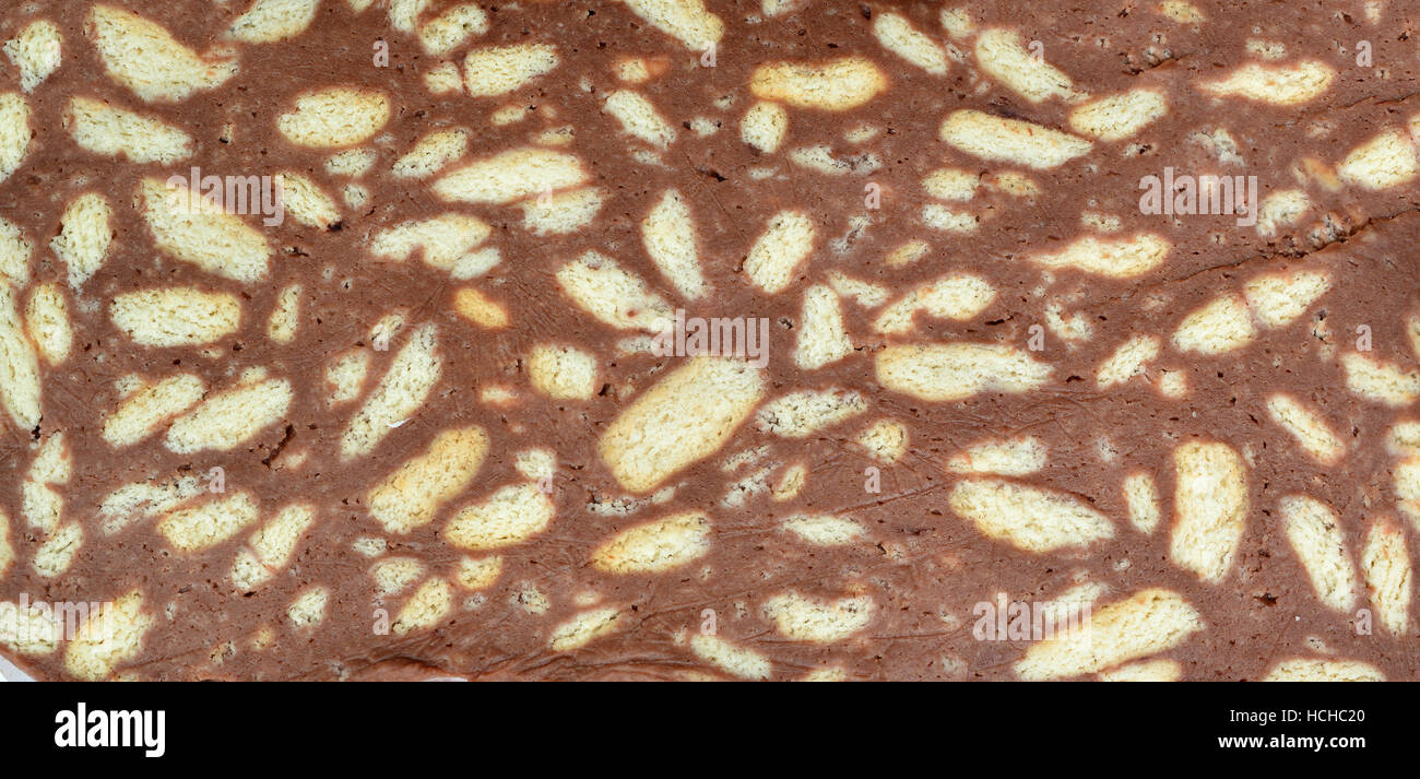 Chocolate biscuit cake sweet food texture pattern Stock Photo