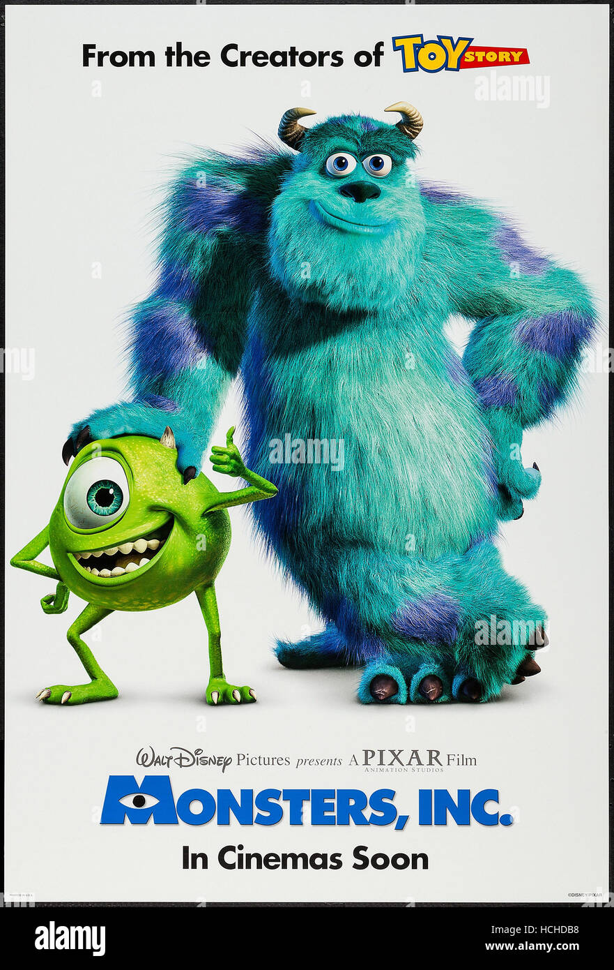 MONSTERS INC., from left: Mike Wazowski, Sulley on advance poster art, 2001, ©Walt Disney Pictures/courtesy Everett Collection Stock Photo