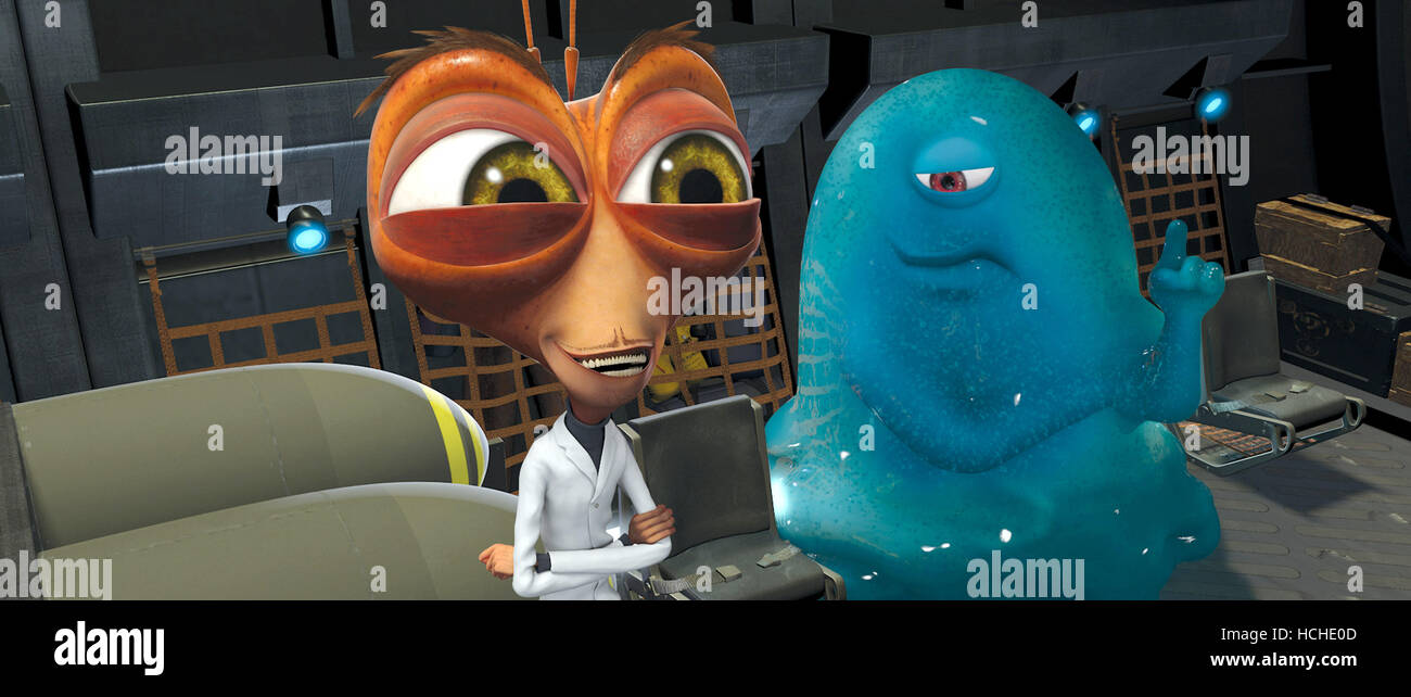 MONSTERS VS. ALIENS, from left Dr. Cockroach Ph.D. (voice Hugh Laurie), B.O.B. (voice Seth