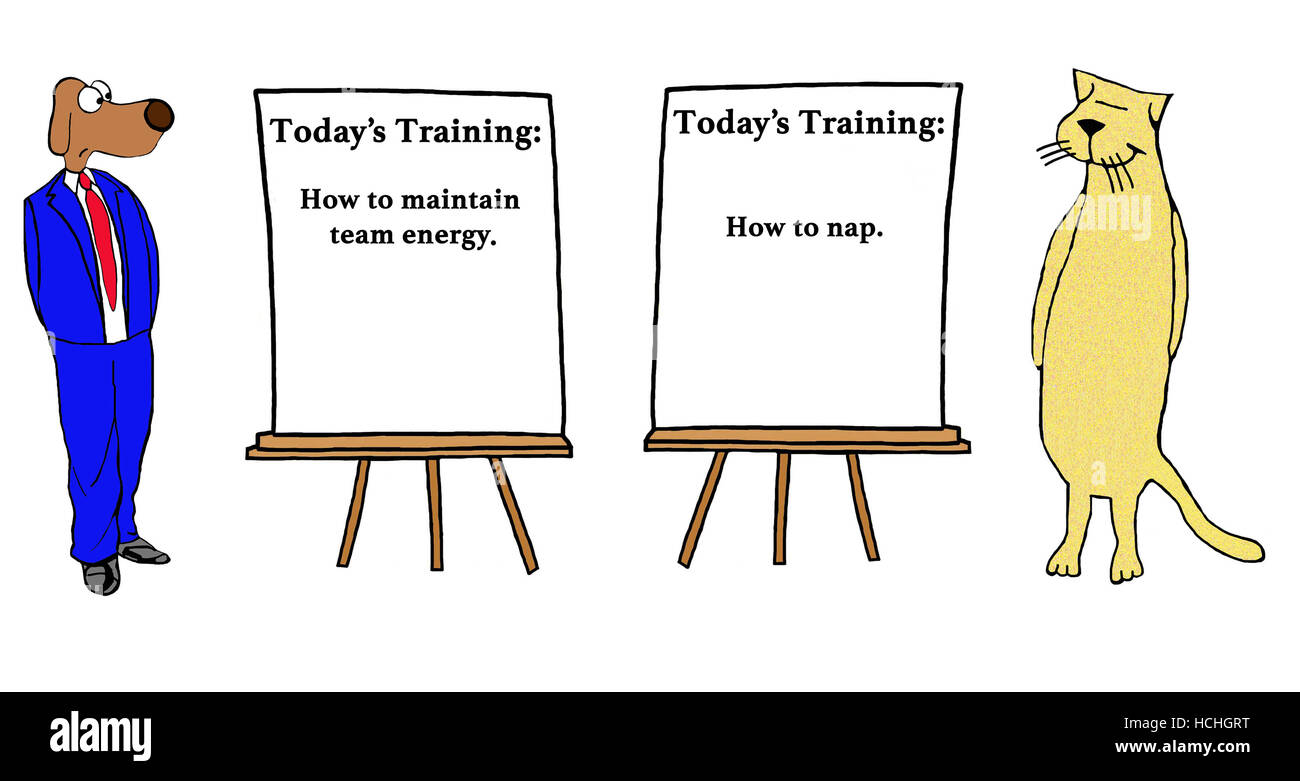 Color business illustration about two different approaches to training. Stock Photo