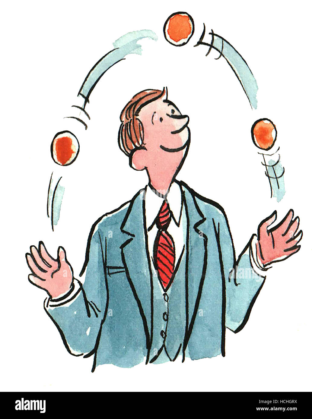 Color business illustration of smiling businessman successfully