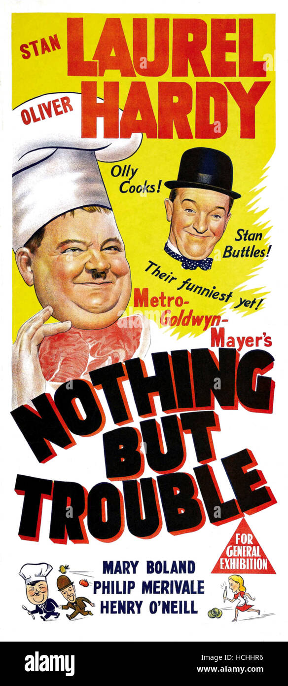 NOTHING BUT TROUBLE, (from left) Oliver Hardy, Stan Laurel, 1944 Stock