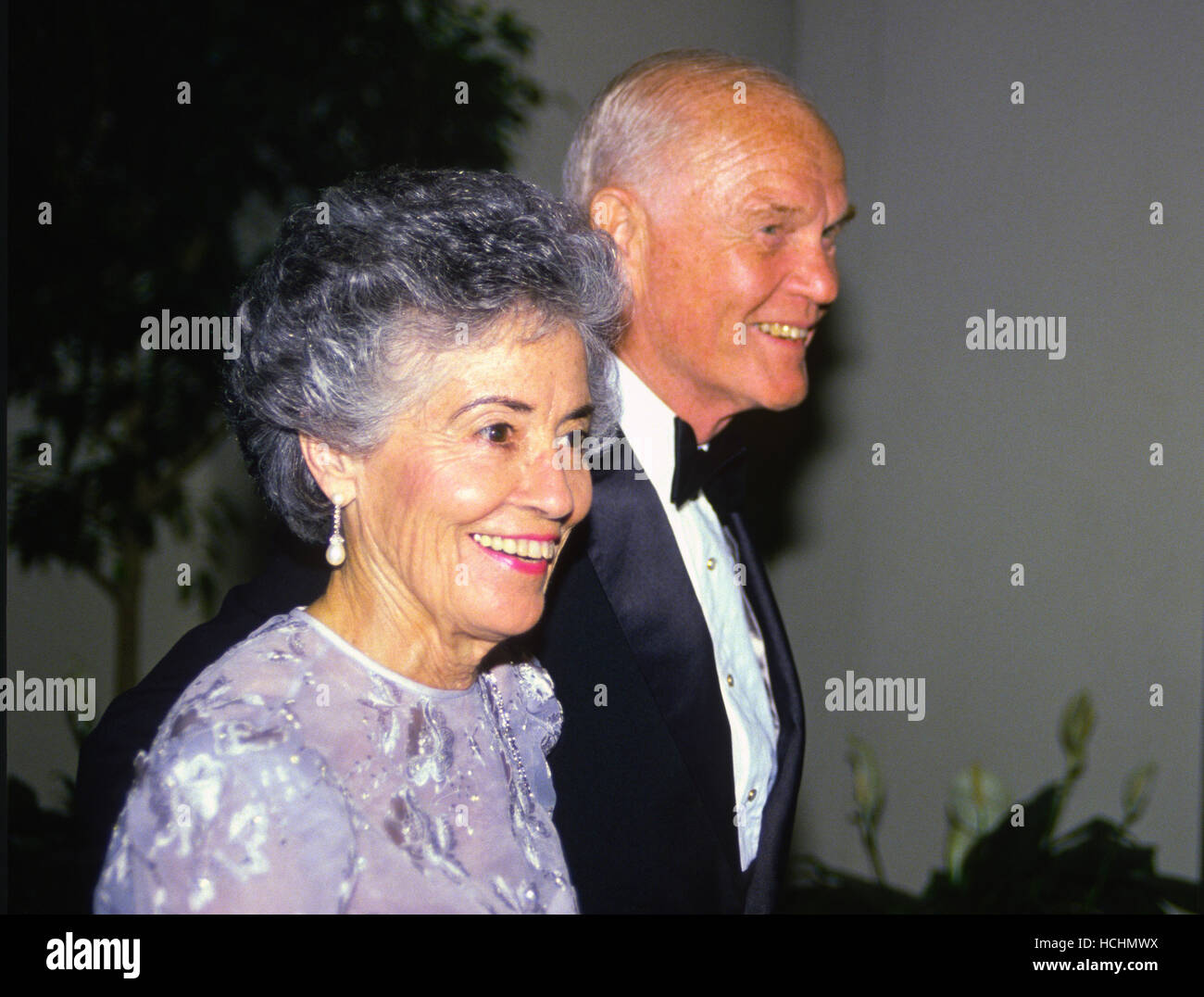 United States Senator John H. Glenn, Jr. (Democrat of Ohio) and his wife, Annie, arrive at the State Dinner in honor of Prime Minister Benazir Bhutto of Pakistan on June 6, 1989.Credit: Ron Sachs/CNP /MediaPunch Stock Photo