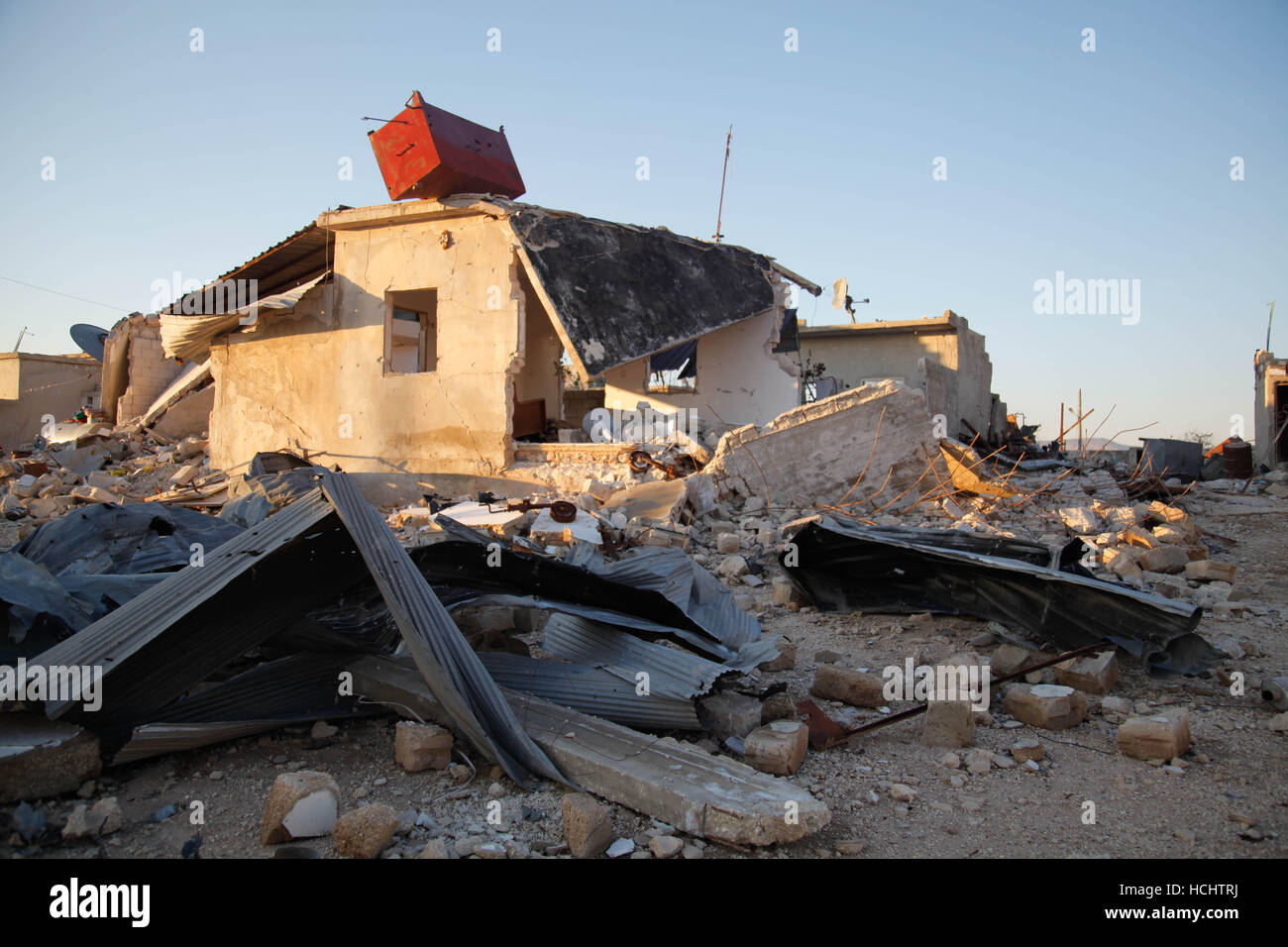 Azaz Rabe Destruction in the village of Tal Hussein following the battle between ...
