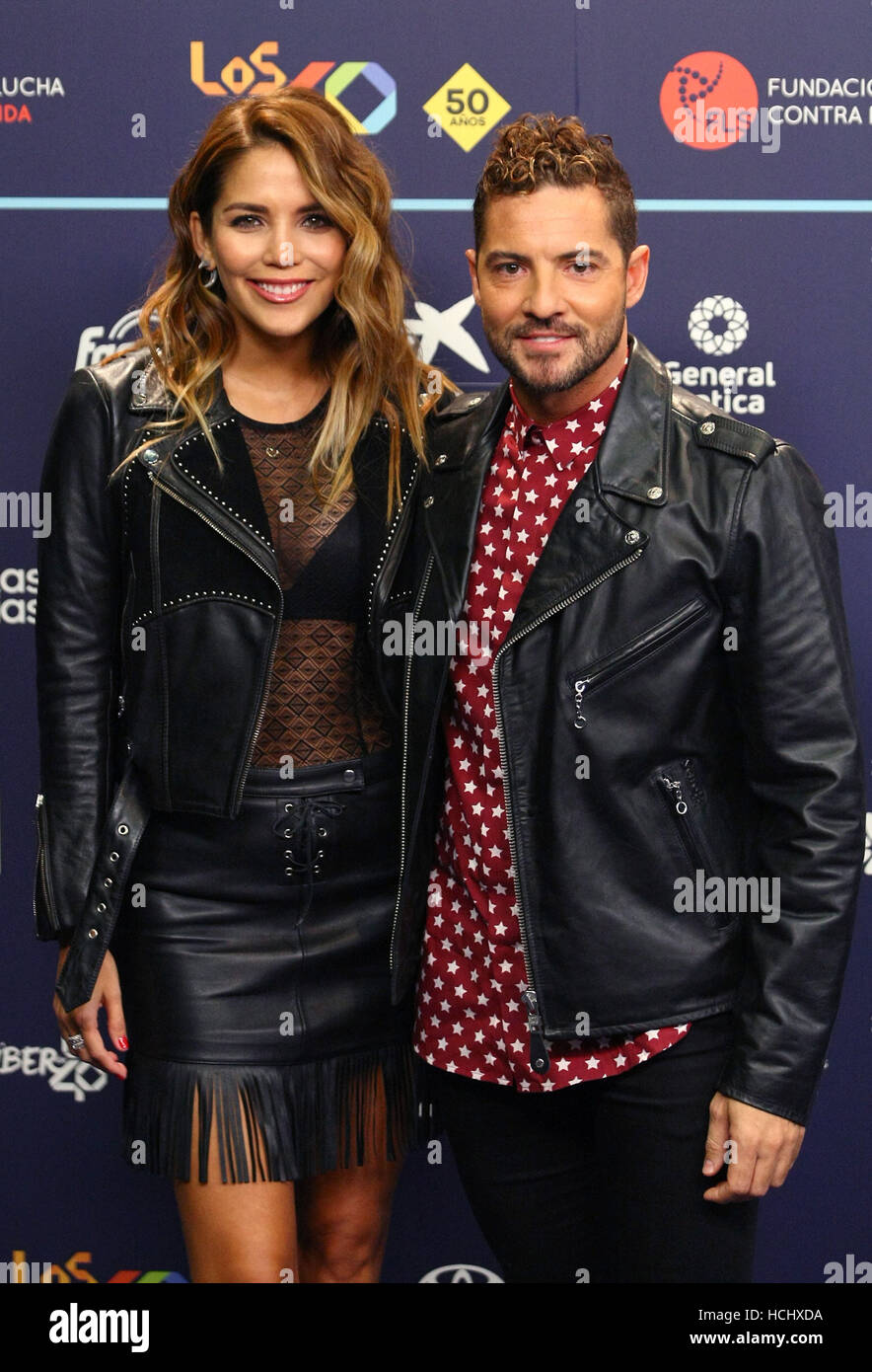 Singer David Bisbal and his girlfriend Rosanna Zanetti during the photocall of the Los 40 Music Awards in Madrid, on Friday, Thursday 1 December 2016 Stock Photo