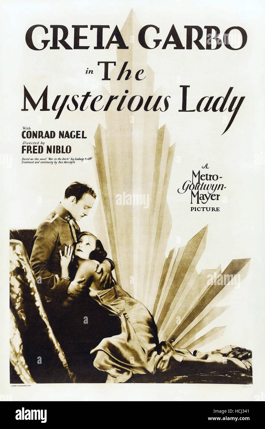 THE MYSTERIOUS LADY, US poster art from left: Conrad Nagel, Greta Garbo ...