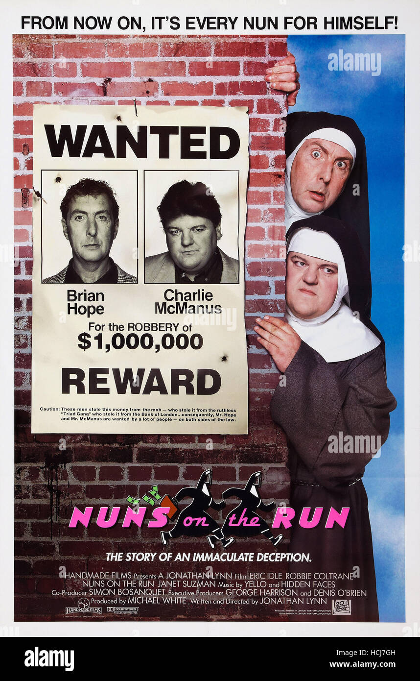 NUNS ON THE RUN, US poster art, inset, left to right and right, top to ...