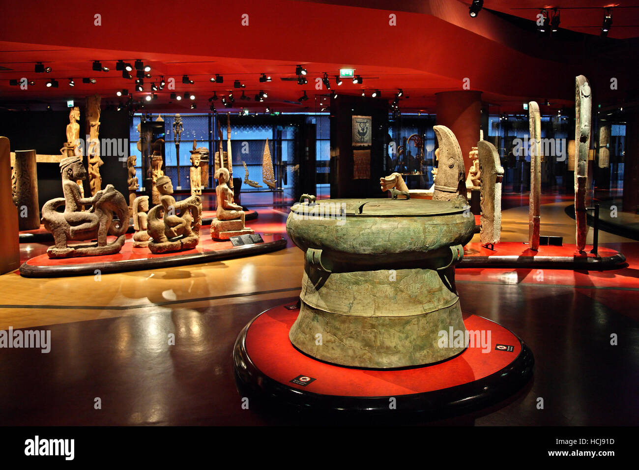 Exhibits from Indonesa in the Museum du Quai Branly, Paris, France. Stock Photo