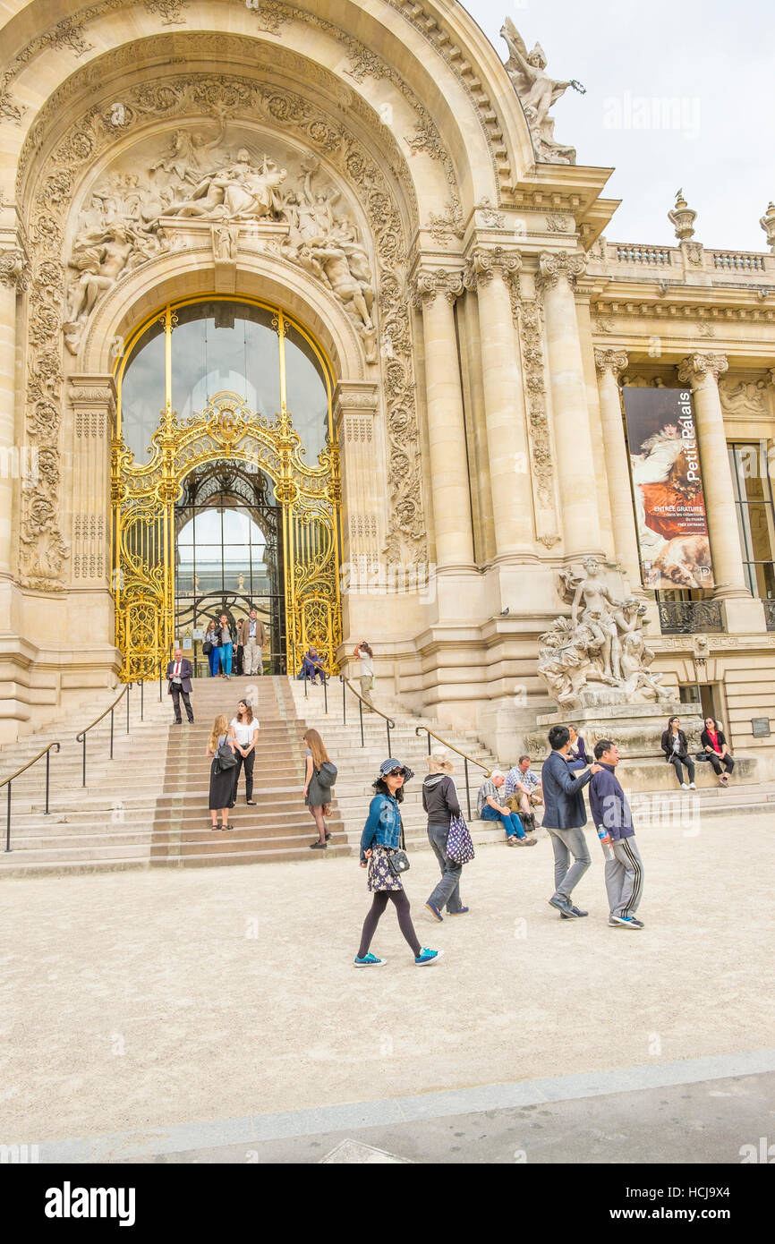 visitors at the entrance of petit palais, city of paris museum Stock Photo