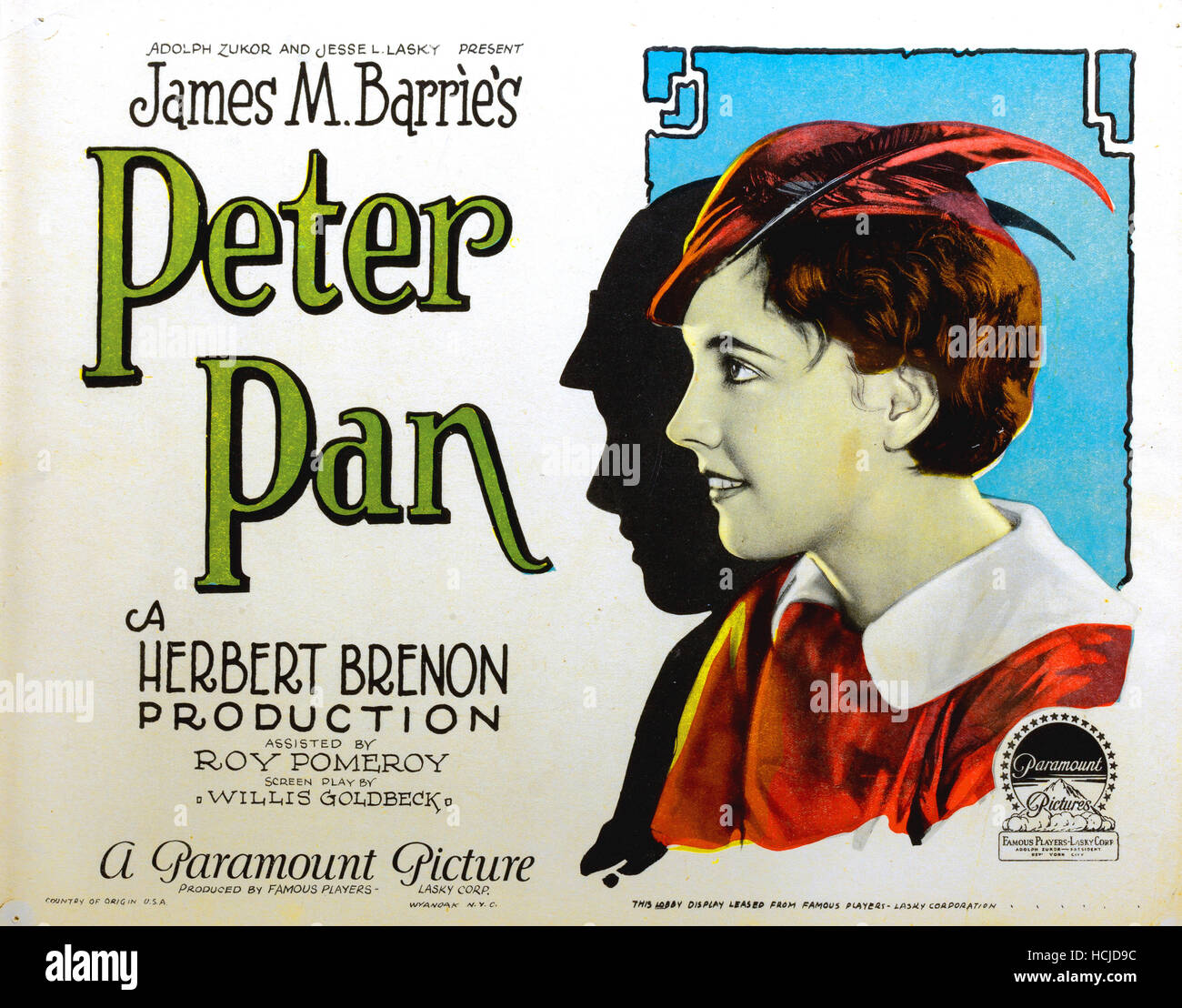 PETER PAN, lobbycard, Betty Bronson as Peter Pan, 1924 Stock Photo - Alamy