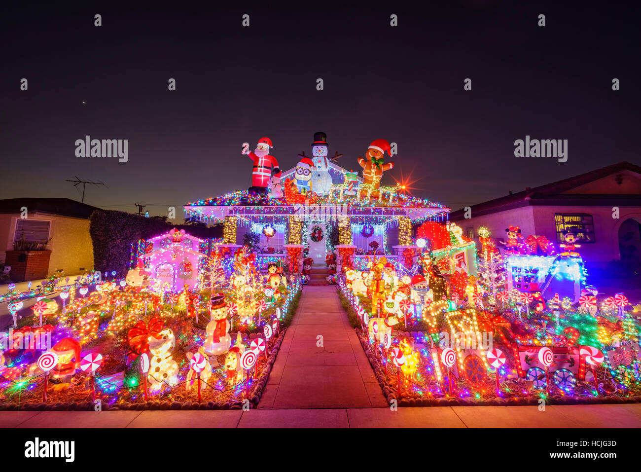 Los Angeles, DEC 5 Beautiful christmas decoration of American style