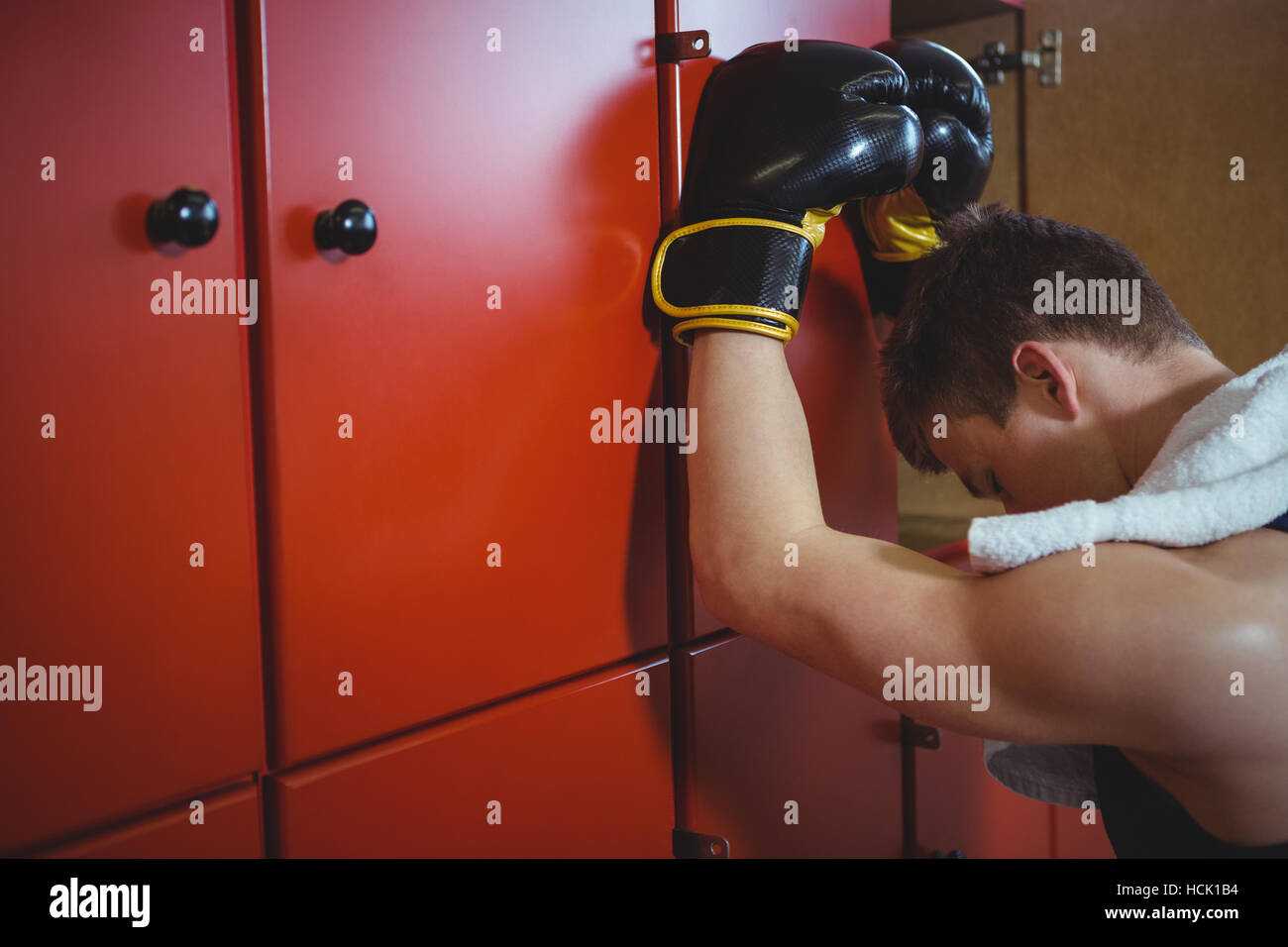 Boxer posing after defeat Stock Photo Alamy