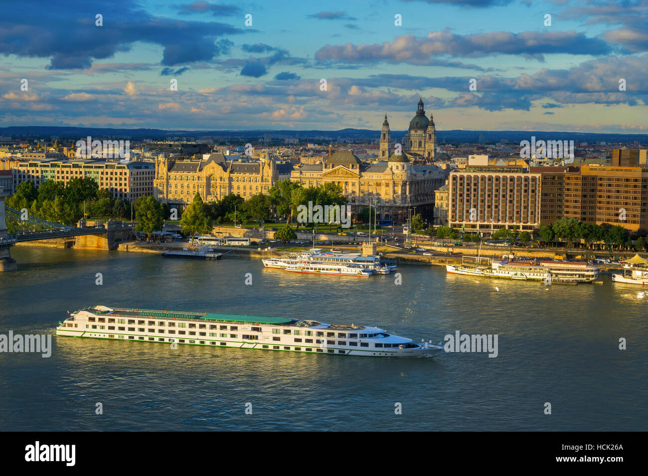 River Cruises are a popular way to explore the Danube in Budapest. Stock Photo