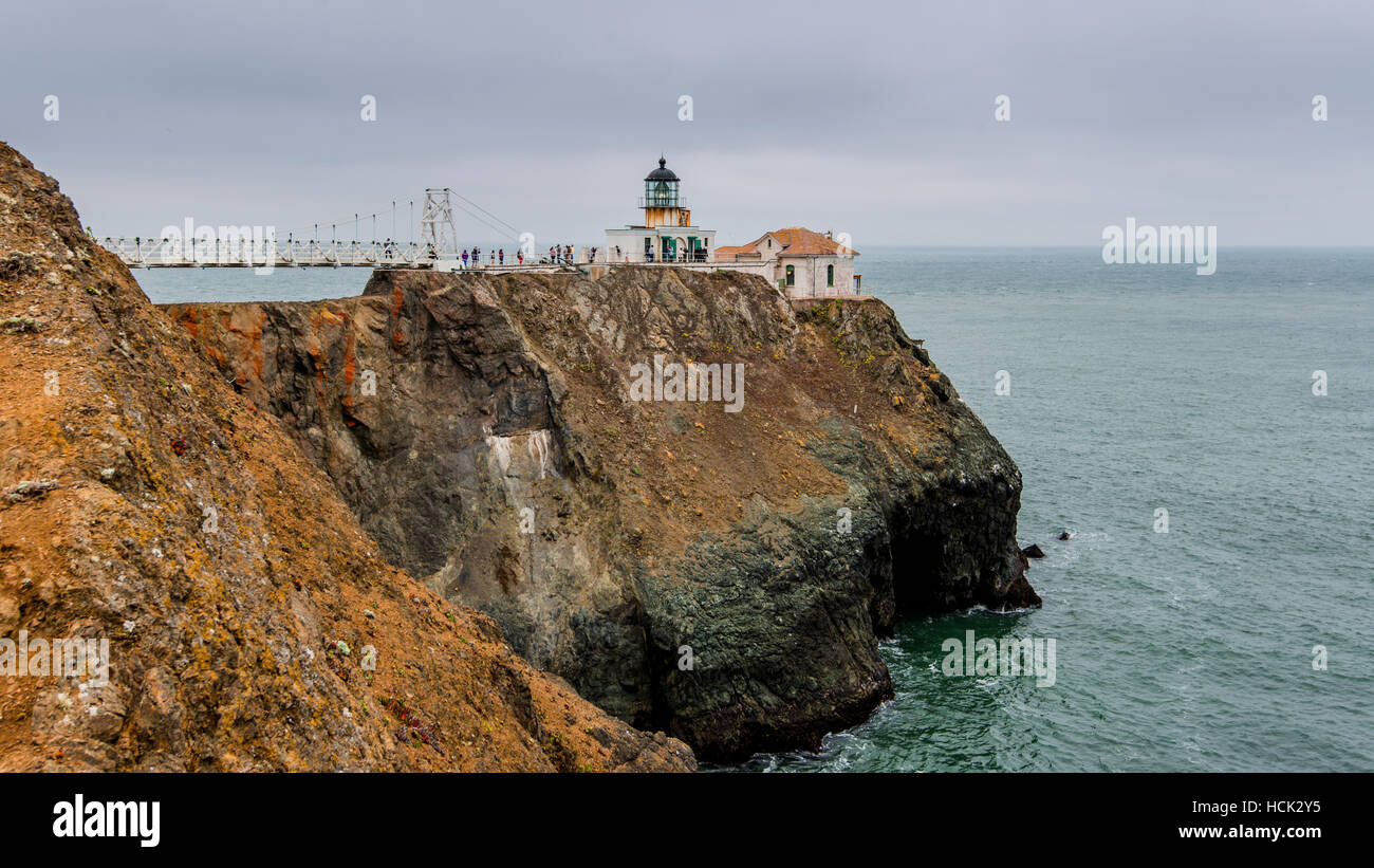 Point Bonita Lighthouse bridge, San Francisco Bay Area, California, USA. Stock Photo