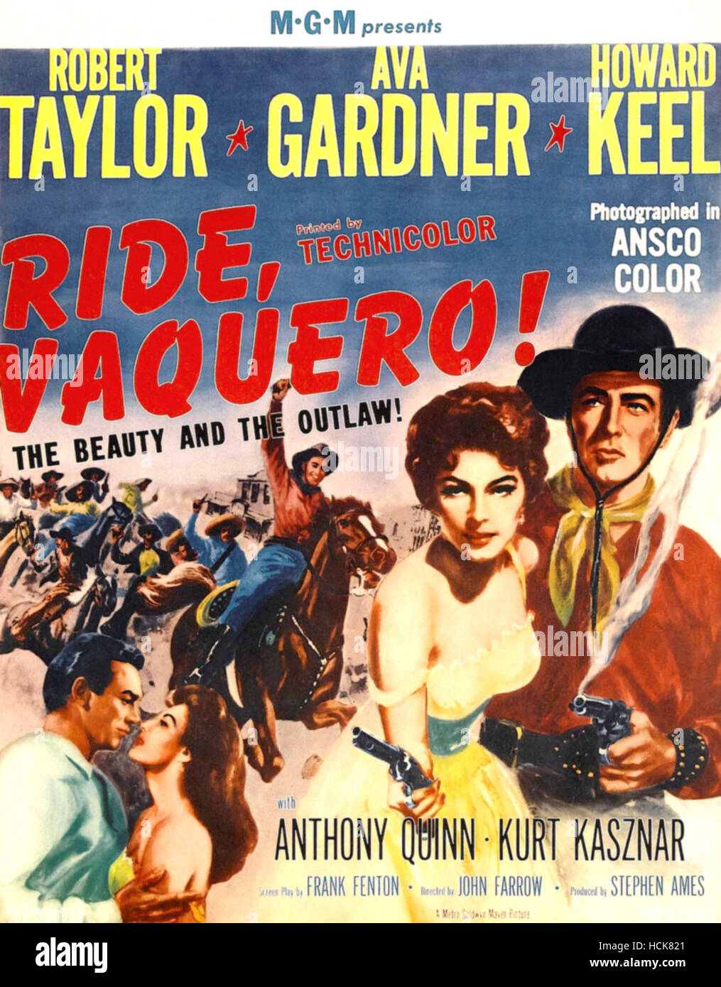 RIDE, VAQUERO!, Ava Gardner, Howard Keel, Robert Taylor on poster art
