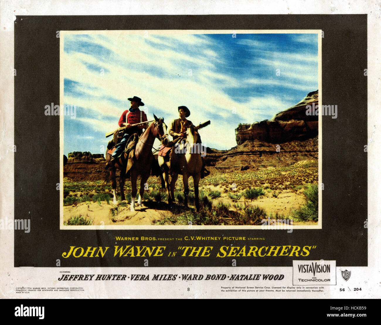 the-searchers-from-left-john-wayne-jeffrey-hunter-1956-stock-photo