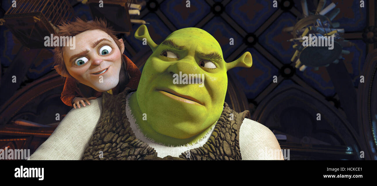 SHREK FOREVER AFTER, from left Rumplestiltskin, Shrek (voice Mike