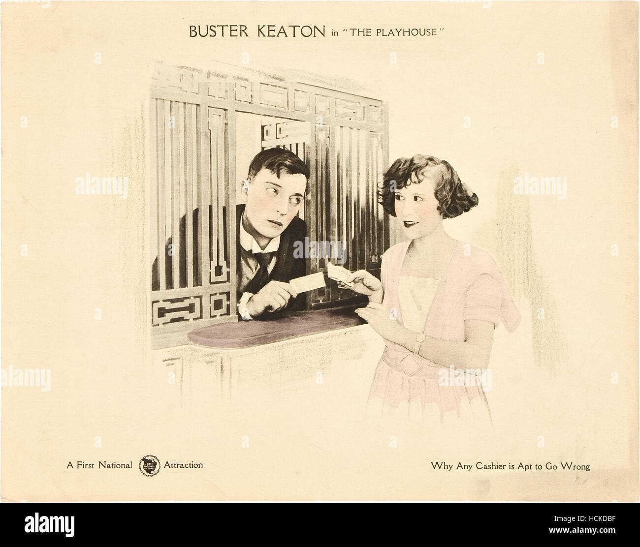 THE PLAYHOUSE, (aka THE PLAY HOUSE), left Buster Keaton on lobbycard