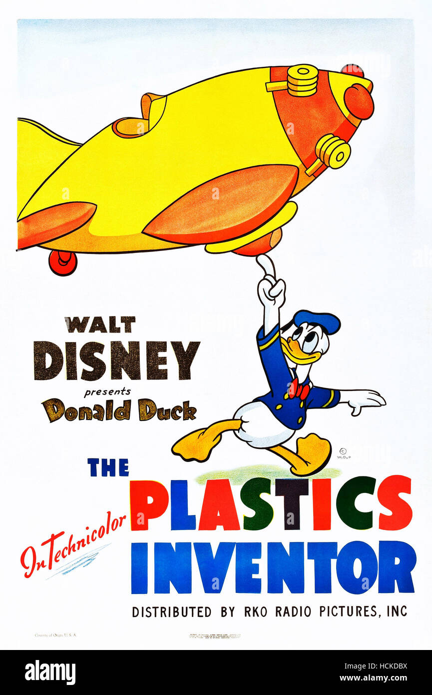 THE PLASTICS INVENTOR, Donald Duck on US poster art, 1944 Stock Photo
