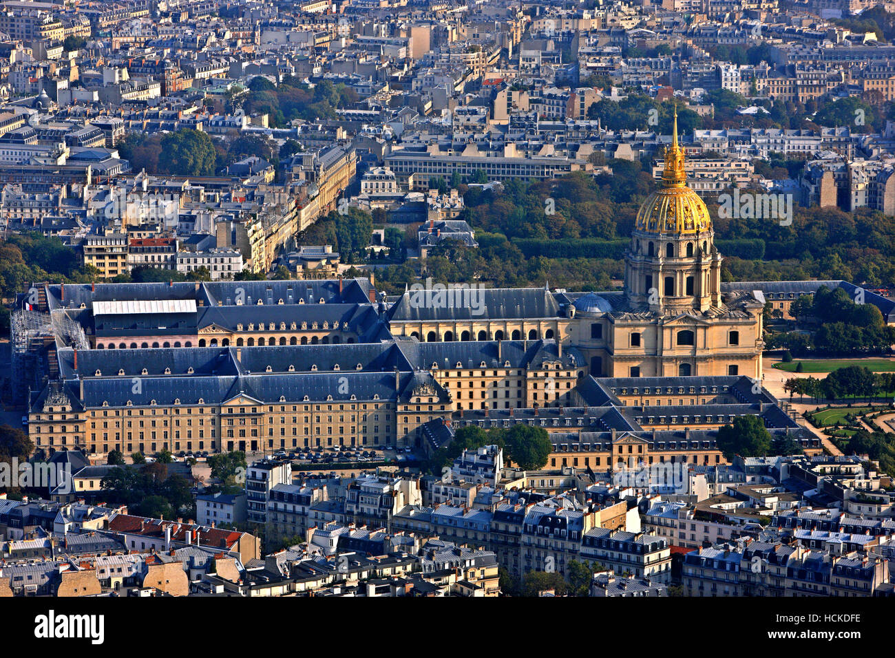 The Hôtel National des Invalides as seen from the top of the Eiffel Tower, Paris, France Stock Photo