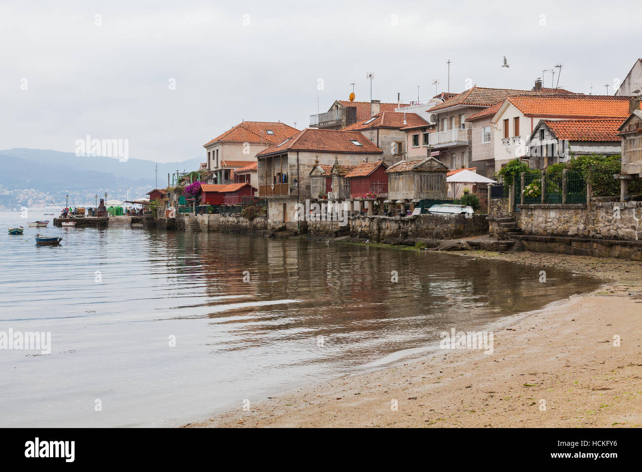 Combarro is a Galician town of tourist and cultural interestts.  village Fishing famous old town made of natural stone Stock Photo