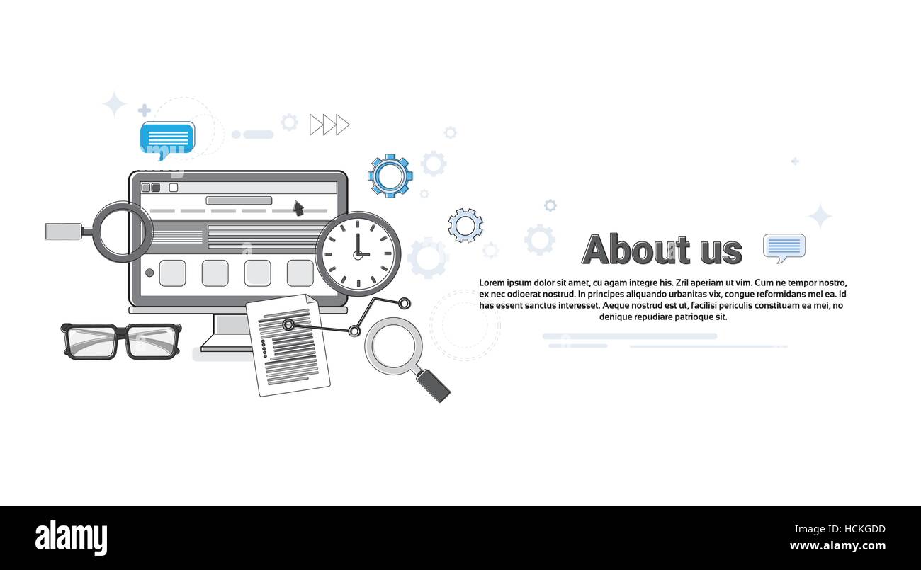 About Us Business Developer Information Concept Banner Stock Vector