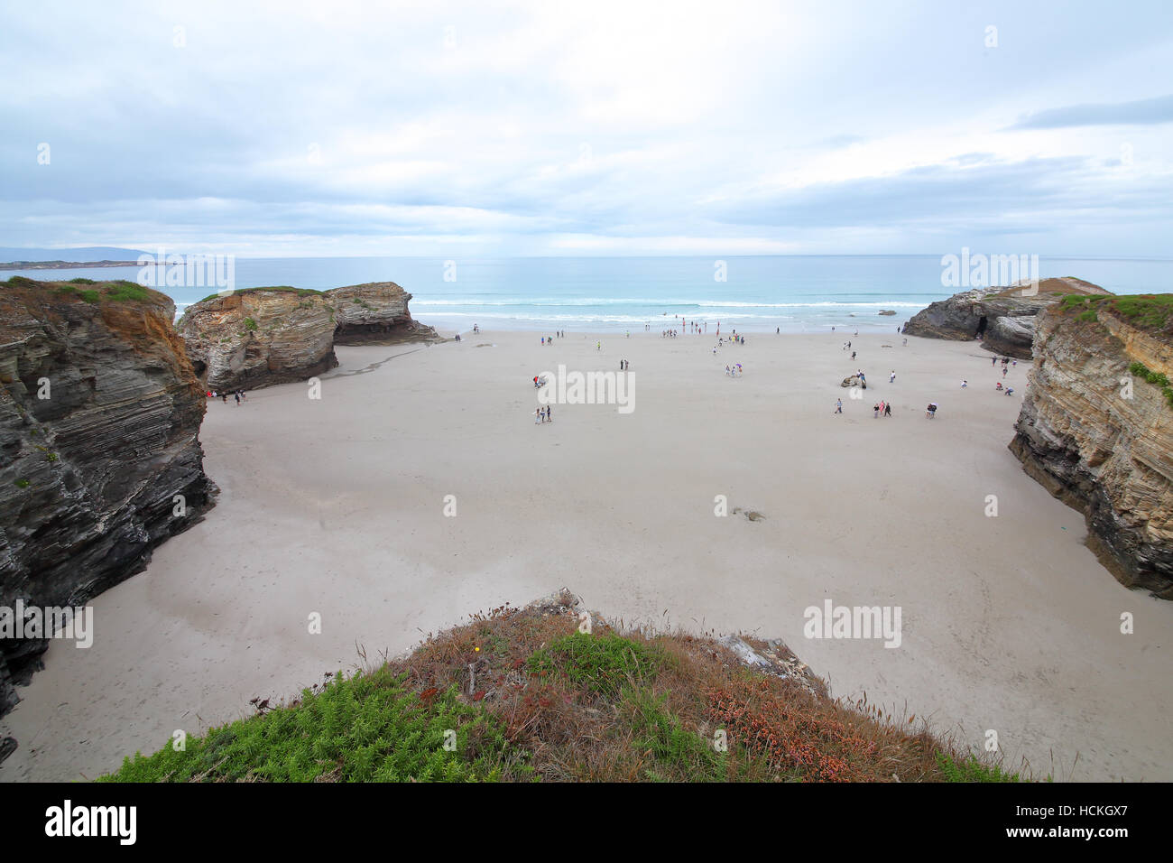 Beach of the Cathedrals. Of international tourist interest is the sharp Stock Photo